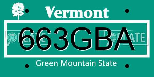 663GBA Vermont License Plate