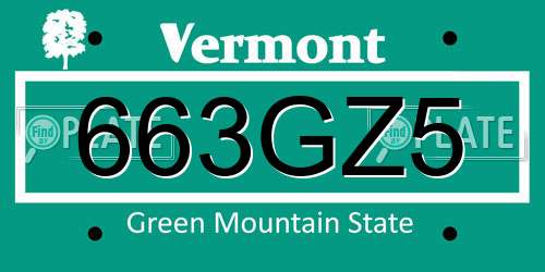 663GZ5 Vermont License Plate