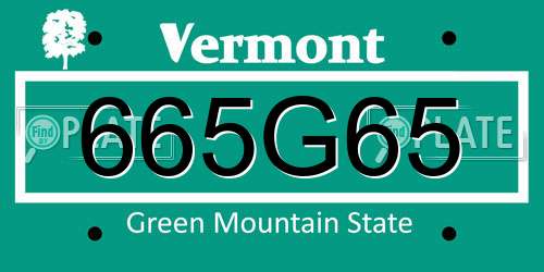 665G65 Vermont License Plate