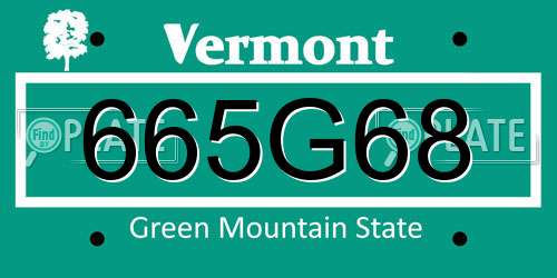 665G68 Vermont License Plate