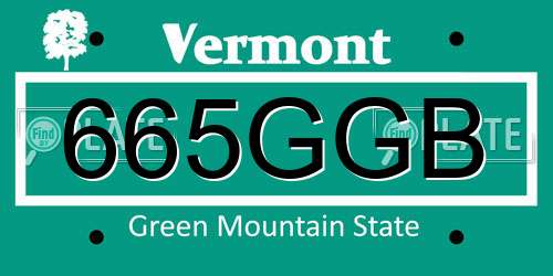 665GGB Vermont License Plate
