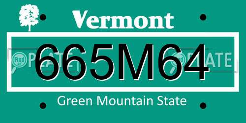 665M64 Vermont License Plate