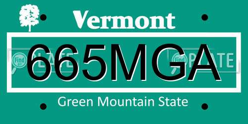 665MGA Vermont License Plate