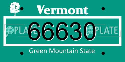 66630 Vermont License Plate