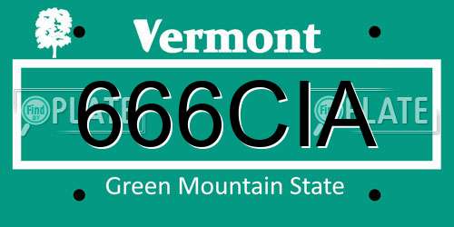 666CIA Vermont License Plate