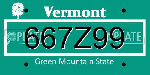 667Z99 Vermont License Plate