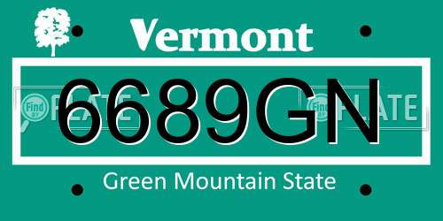 6689GN Vermont License Plate