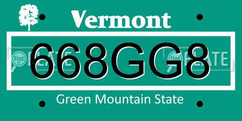668GG8 Vermont License Plate