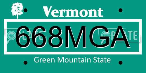 668MGA Vermont License Plate