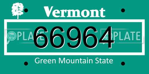 66964 Vermont License Plate