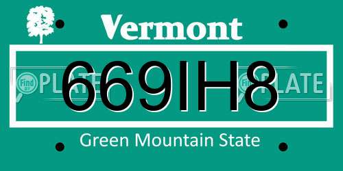 669IH8 Vermont License Plate