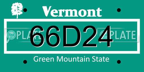 66D24 Vermont License Plate