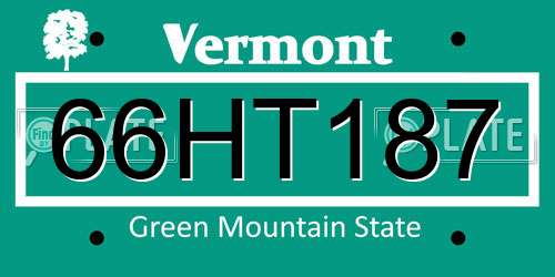 66HT187 Vermont License Plate
