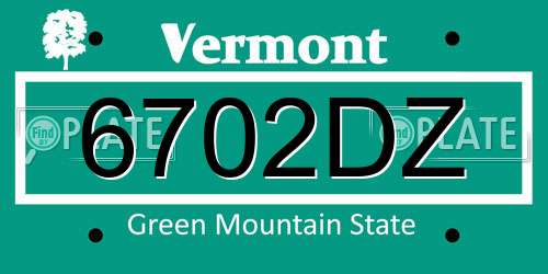 6702DZ Vermont License Plate