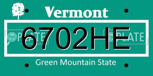 6702HE Vermont License Plate