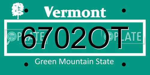 6702OT Vermont License Plate