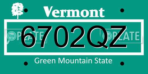 6702QZ Vermont License Plate