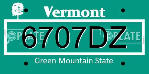 6707DZ Vermont License Plate