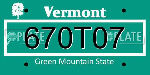 670T07 Vermont License Plate