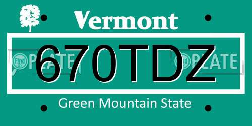 670TDZ Vermont License Plate