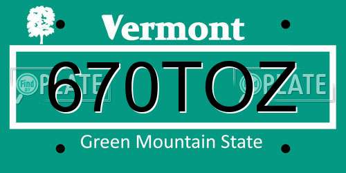 670TOZ Vermont License Plate