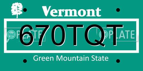 670TQT Vermont License Plate