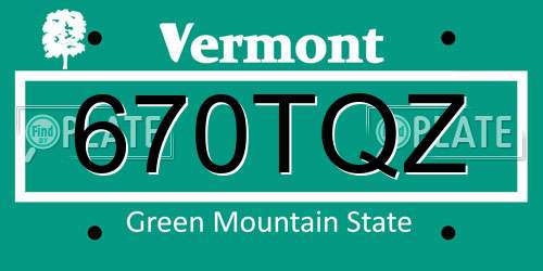 670TQZ Vermont License Plate