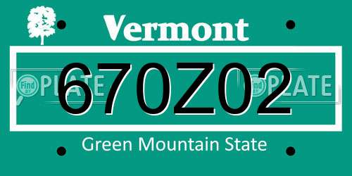 670Z02 Vermont License Plate