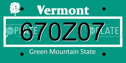 670Z07 Vermont License Plate