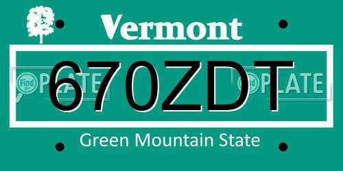 670ZDT Vermont License Plate