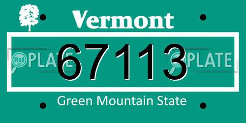 67113 Vermont License Plate