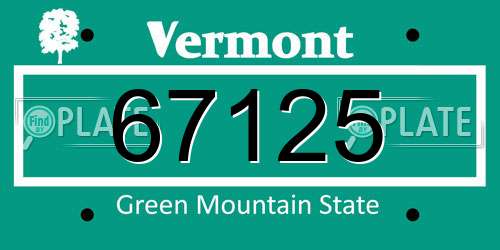 67125 Vermont License Plate