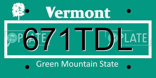 671TDL Vermont License Plate