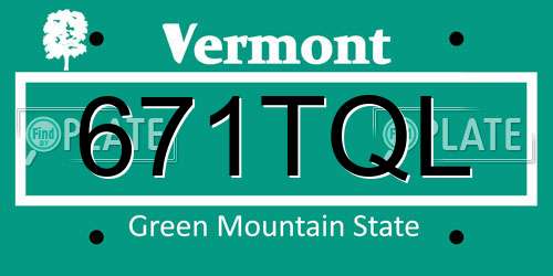 671TQL Vermont License Plate