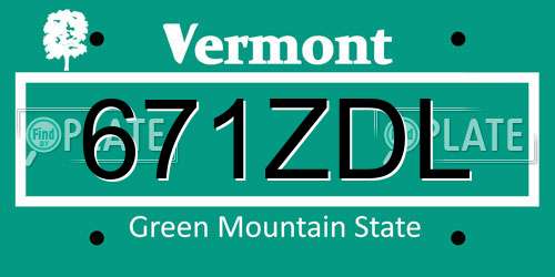 671ZDL Vermont License Plate
