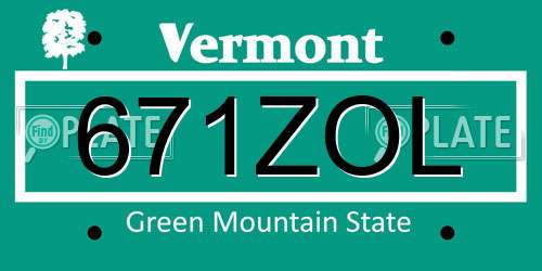 671ZOL Vermont License Plate