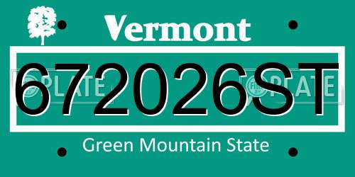 672026ST Vermont License Plate