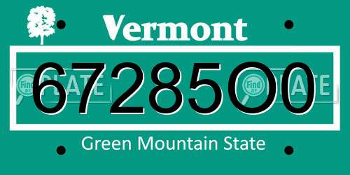67285O0 Vermont License Plate
