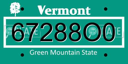 67288O0 Vermont License Plate