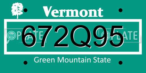 672Q95 Vermont License Plate