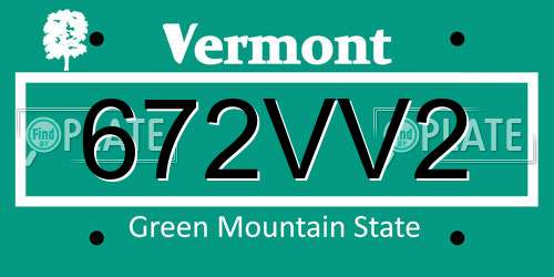 672VV2 Vermont License Plate
