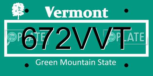 672VVT Vermont License Plate