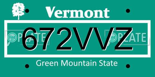 672VVZ Vermont License Plate
