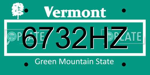 6732HZ Vermont License Plate