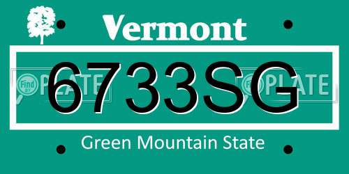 6733SG Vermont License Plate