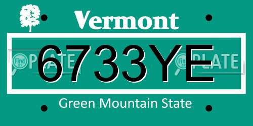 6733YE Vermont License Plate