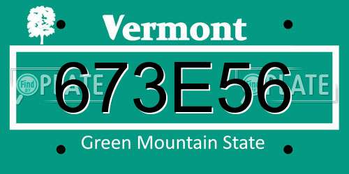 673E56 Vermont License Plate