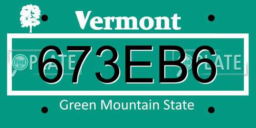 673EB6 Vermont License Plate