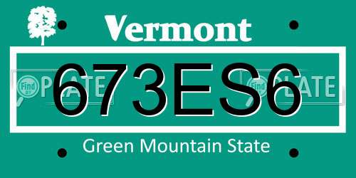 673ES6 Vermont License Plate