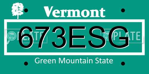 673ESG Vermont License Plate